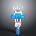 Vintage Route 66 Motel Sign With Retro Woman Figure And Classic Design Elements