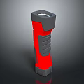 Red and Gray Portable Flashlight with Ergonomic Textured Grip for Everyday Use 3d model