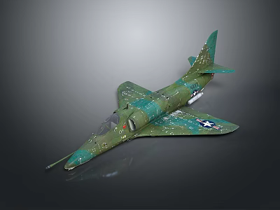 Green Camouflage Military Spacecraft Model Featuring White Star On Wing For Space Exploration 3d model