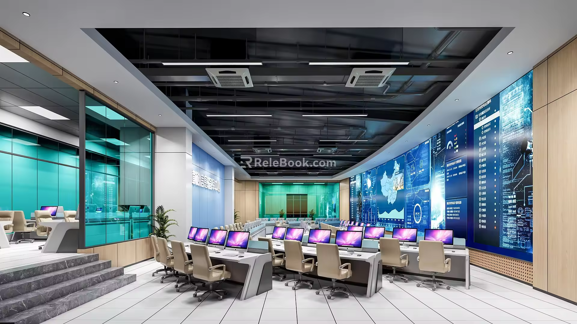 Information Command Center of Modern Monitoring Room 3d model