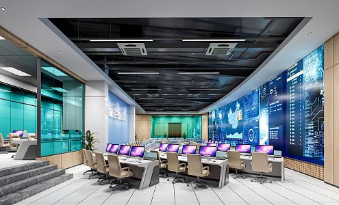 Information Command Center of Modern Monitoring Room 3d model