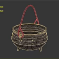 Household Metal Pot With Handle Three Legs And Striped Design For Daily Use