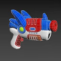 Dinosaur Shaped Toy Gun With Blue Red White Colors And Green Eye Design