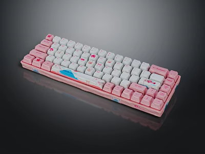 Pink And White Stylish Keyboard With Cute Decorative Design For Daily Use 3d model