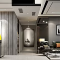 Modern Living And Dining Room Interior With Sofa Coffee Table TV And Chandelier