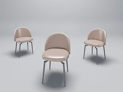 Modern Light Pink Dining Chairs with Sleek Metal Legs and Contemporary Design 3d model