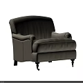 Light Brown Fabric Armchair With Classic Design And Black Legs Golden Accents