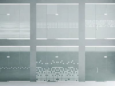 Modern Minimalist Glass Sliding Doors With Lines Dots Patterns And Sleek Design 3d model