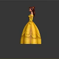 Game Movie Character Belle In Yellow Off Shoulder Ball Gown With Red Hair