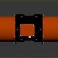 Industrial Vibrating Motor With Orange Cylinders Red Control Box And Black Bracket