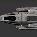 Silver Gray 3D Spaceship Model 746H With Orange Stripes Detachable Part And Blue Light Effect
