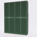 Modern Green Wardrobe Featuring Louvered Doors And Simple Panel Structure Design 3d model