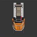 Orange Snowmobile Style Recreational Ride With Transparent Windshield Brown Seat Tracks And Skis
