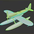 Silver Seaplane Model For Aerospace Exploration With Floats And Propeller Wings