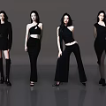 Stylish Women Posing in Black Outfits with Different Fashion Styles