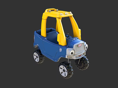 Electric Toy Ride On Car Blue and Yellow Design for Kids Fun Play Vehicle 3d model