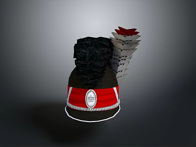 Stylish Black Red Storage Box With Decorative Badge And Top Paper Stack 3d model