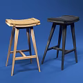 Modern Wooden Bar Stools With Padded Seats In Light And Dark Colors