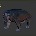 Game Movie Character 3D Rendered Creature With Blue Red Body Bulky Build And Crested Head