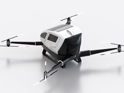 Sleek Modern Quadcopter Drone With Four Rotors And Black White Frame 3d model