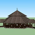 Traditional Pavilion Featuring Wooden Structure Thatched Multi Layered Roof And Steps