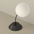 Modern Table Lamp With Black Curved Stem White Spherical Shade And Minimalist Design