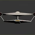 Starship Model With Disc Shaped Hull White Engines Red Thrusters And NCC 1701