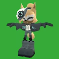 Game Fox Character With Single Eye Patch Black Coat Large Boots On Green Background