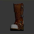 Vintage Brown Work Boots With Metal Decorations Buckle Straps And Wooden Soles