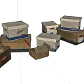 Commercial Equipment Storage Cardboard Boxes with Various Sizes and Stacked Arrangement