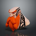 Woman Character 3D Head Model With Orange Beard And Black Tattoos