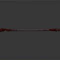 Decorative Fantasy Staff Weapon with Intricate Carvings Dark Wood Shaft and Spiked Head
