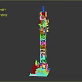 Red and White Communication Tower Equipment with Steel Frame and Small Buildings at the Base