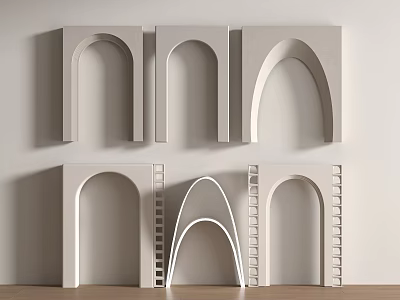 Modern Arched Decorative Wall Elements With Stylish Geometric Designs 3d model
