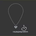Elegant Silver Necklace With Delicate Pendant And Shiny Crystal Beads Design