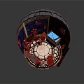 Unique Spherical Building Design With Grid Framework Wooden Interior And Blue Details