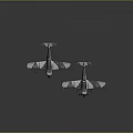 Two Vintage Camouflage Model Biplanes Displayed On Dark Background 3d model