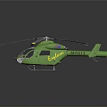 Green Eurocopter MEG13 Helicopter 3D Model With Rotors For Aerospace Missions Support