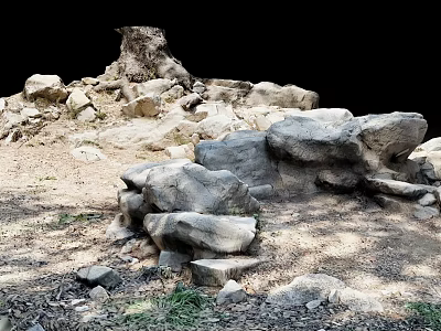 Natural Outdoor Rock Pile With Old Stump On Earthy Ground And Grass Patches 3d model Natural Outdoor Rock Pile With Old Stump On Earthy Ground And Grass Patches 3d model