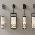 Modern Wall Lamps With Marble Texture Shades And Metal Frames In Silver Gold