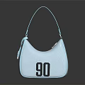 Stylish Light Blue Handbag With Strap Number 90 And Tassel Detail