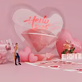 Modern net red love balloon diamond interactive photo clock-in US Chen commercial DP US Chen 3d model
