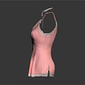 Pink Women's Dress With Lace Trim Spaghetti Straps And V Neck Design