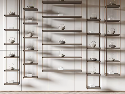 Sleek Modern Storage Shelving Unit With Metal Frame And Wooden Display Shelves 3d model