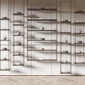 Sleek Modern Storage Shelving Unit With Metal Frame And Wooden Display Shelves