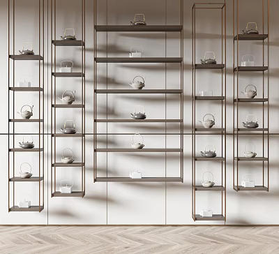 Sleek Modern Storage Shelving Unit With Metal Frame And Wooden Display Shelves 3d model