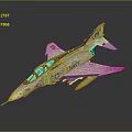 Detailed Navy Fighter Jet Model Featuring Gray White Yellow Blue Markings Cockpit And Missiles