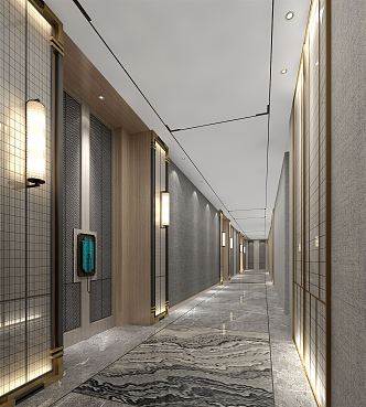 Chinese Aisle Hotel Room Corridor 3d model