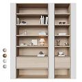 Modern Wooden Bookcase With Multiple Shelves Holding Books Decorative Items And Table Lamp