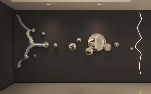 Modern Wall Decorations Wall Decorations Wall Decorations Wall Hanging Convex Mirror Metal Water Drops Metal Wall Decorations 3d model